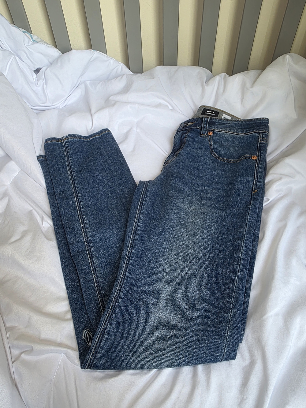 Volcom Vorta Classic Blue Slim Straight Denim Jeans Mens Size 28